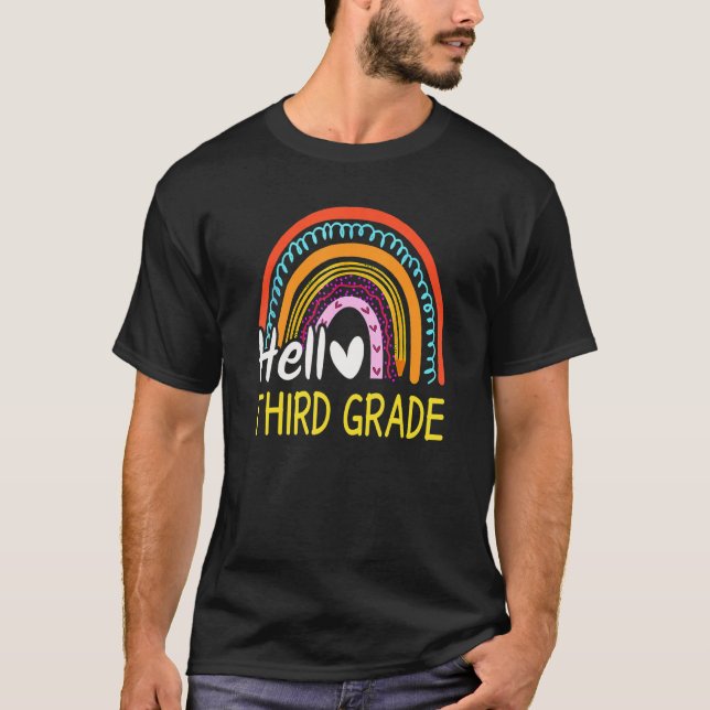Camiseta Hello Third Grade Team 3rd Graderainbow Welcome Ba (Anverso)