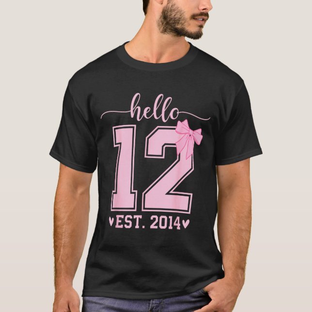 Camiseta Hello Twelve Est 2014 12th Birthday Coquette 12 Ye (Anverso)