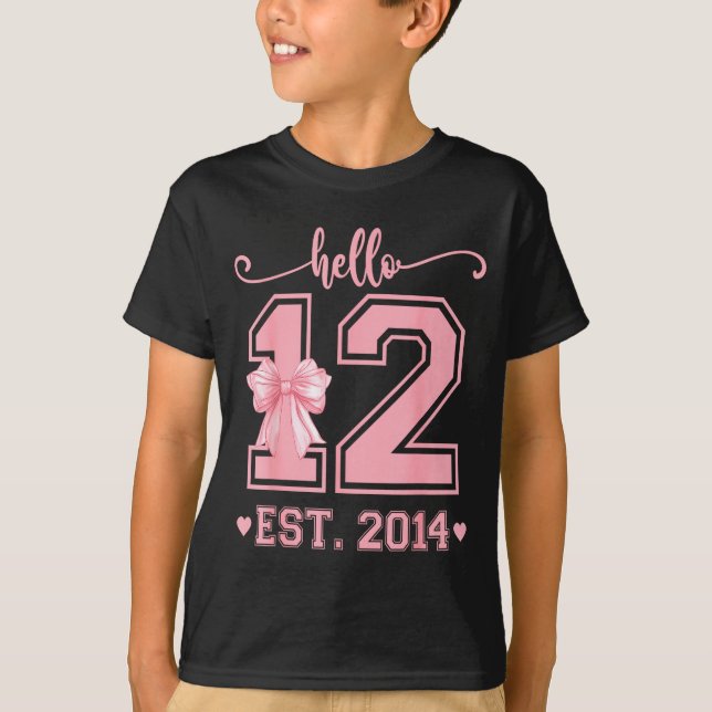 Camiseta Hello Twelve Est 2014 12th Birthday Coquette 12 Ye (Anverso)