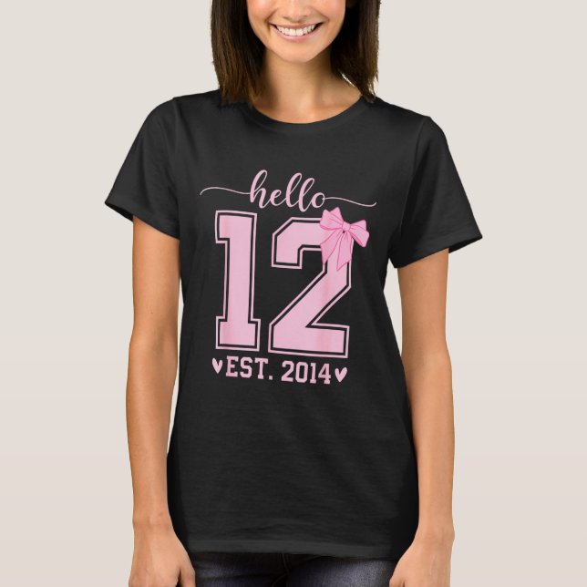 Camiseta Hello Twelve Est 2014 12th Birthday Coquette 12 Ye (Anverso)