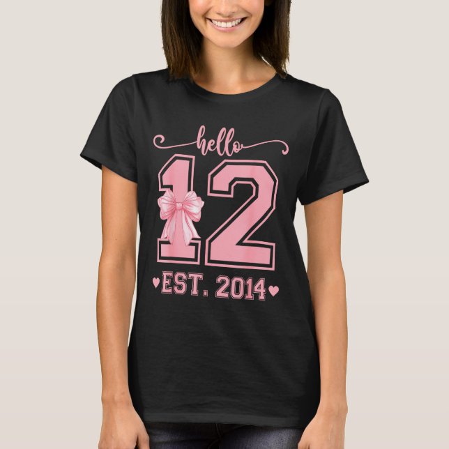 Camiseta Hello Twelve Est 2014 12th Birthday Coquette 12 Ye (Anverso)