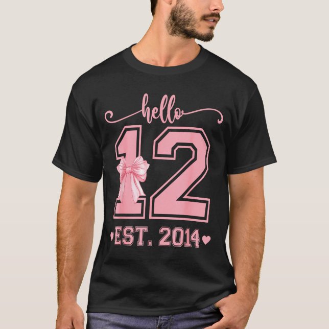 Camiseta Hello Twelve Est 2014 12th Birthday Coquette 12 Ye (Anverso)
