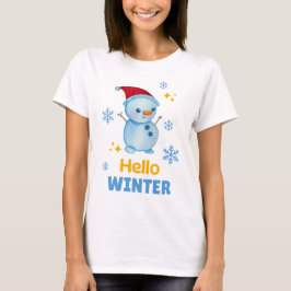 Camiseta Hello Winter Cute Snowman T-Shirt for Kids & Adult