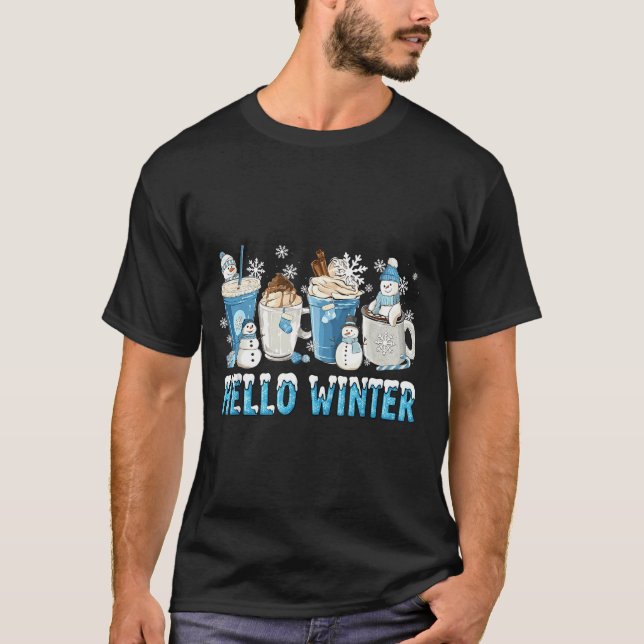 Camiseta Hello Winter Sweet Cozy Coffee Lovers Snowman Chri (Anverso)