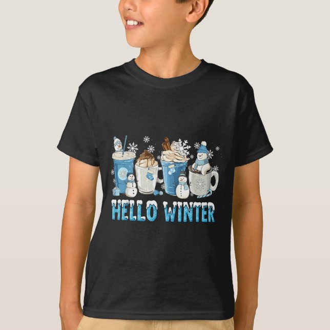 Camiseta Hello Winter Sweet Cozy Coffee Lovers Snowman Chri (Anverso)