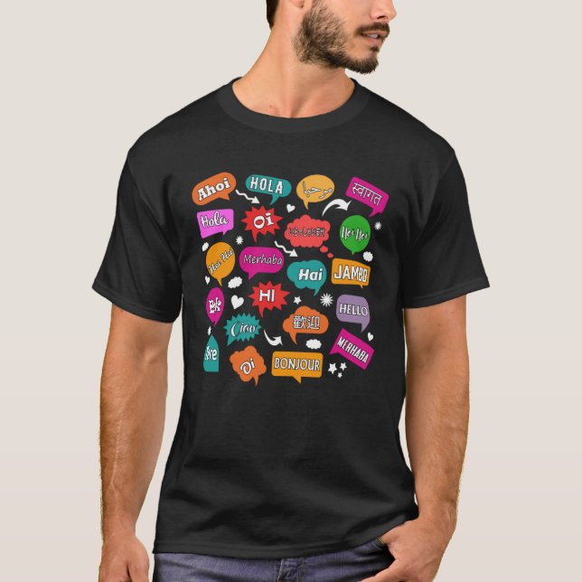 Camiseta Hello Word in Different Languages Teacher Language (Anverso)