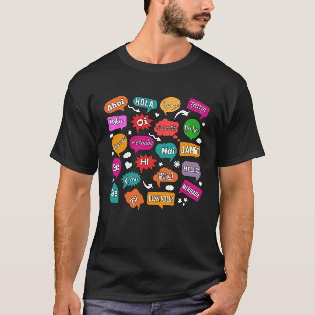Camiseta Hello Word in Different Languages Teacher Language (Anverso)