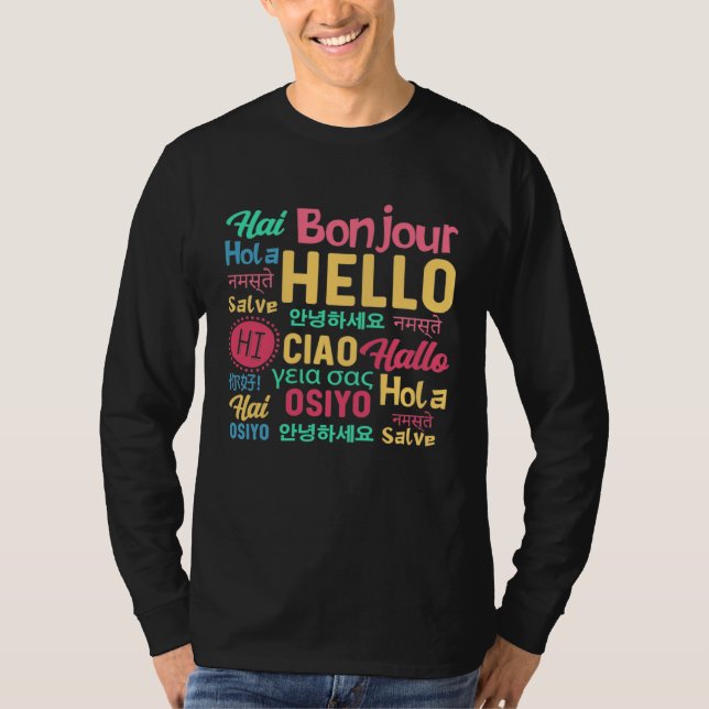 Camiseta Hello Word In Different Languages Travel Journey T (Anverso)