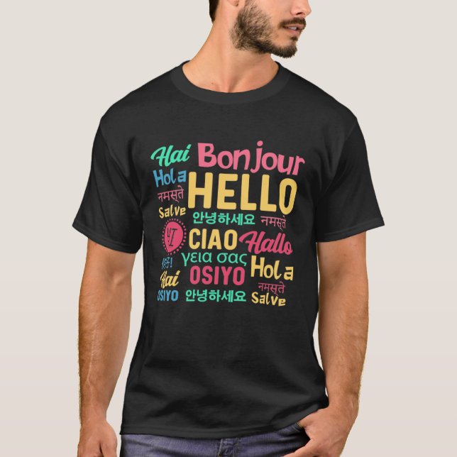 Camiseta Hello Word In Different Languages Travel Journey T (Anverso)