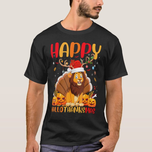 Camiseta Hellothanksmas de Lion Animal Happy (Anverso)