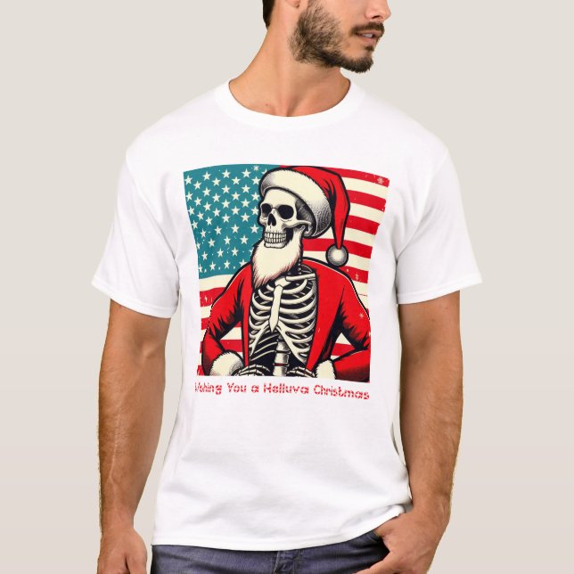 CAMISETA HELLUVA NAVIDADES SKELETON (Anverso)