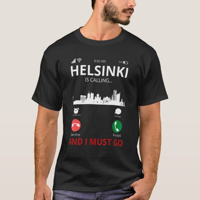 Camiseta Helsinki está llamando a un recuerdo de Finlandia (Anverso)