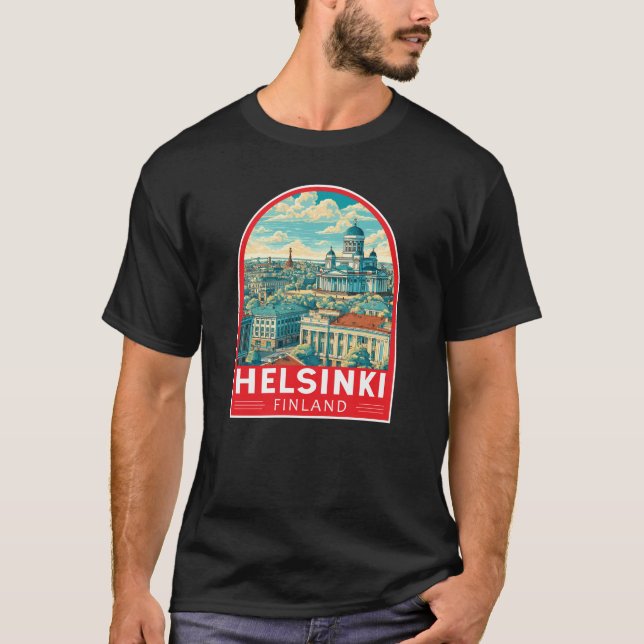 Camiseta Helsinki Finland Travel Art Emblem (Anverso)