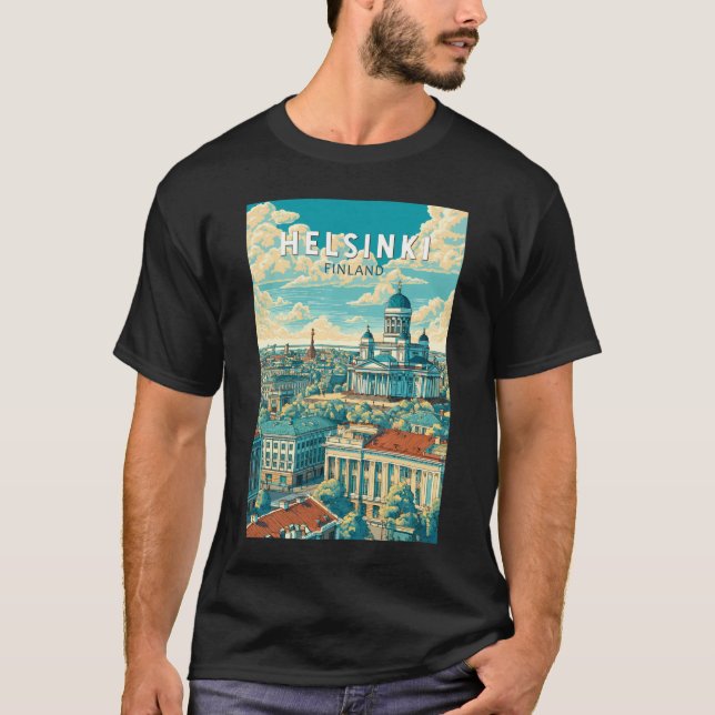Camiseta Helsinki Finland Travel Art Vintage (Anverso)