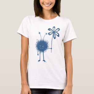 Camiseta Hembra malvada azul del insecto de la flor