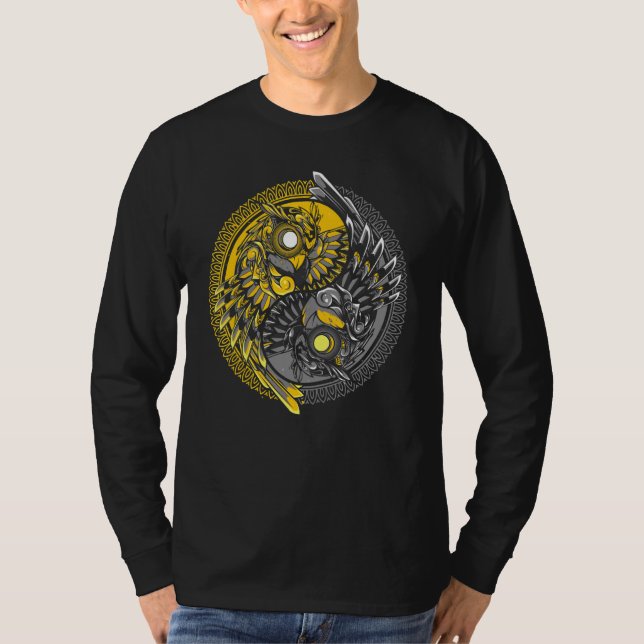 Camiseta Hembras De Búho Cute Hombres Mystic Yin Yang Owls (Anverso)