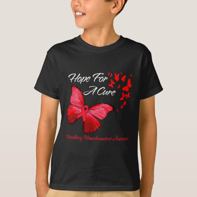 Camiseta Hemocromatosis hereditaria Conciencia mariposa roj (Anverso)