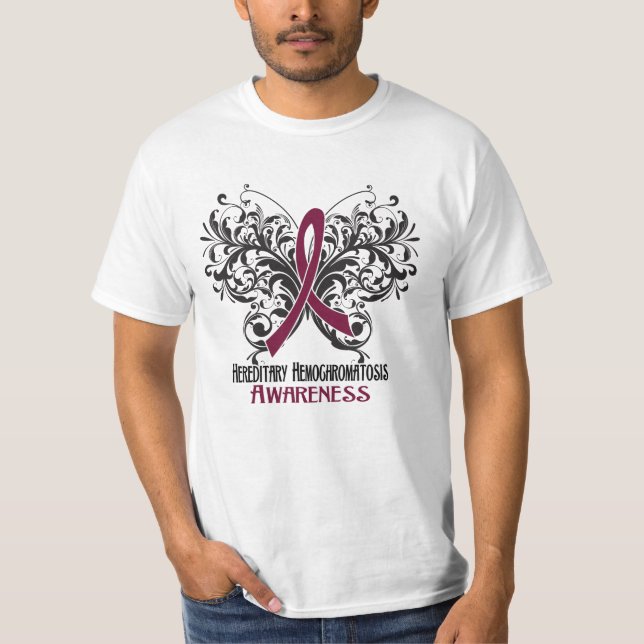 Camiseta Hemocromatosis hereditaria de la mariposa de la (Anverso)