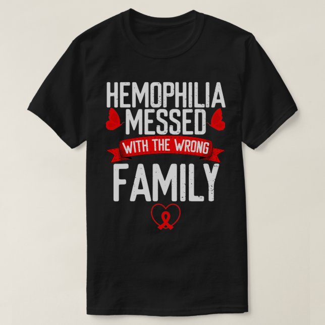 Camiseta Hemophilia Awareness Red Ribbon Messed with wrong  (Diseño del anverso)