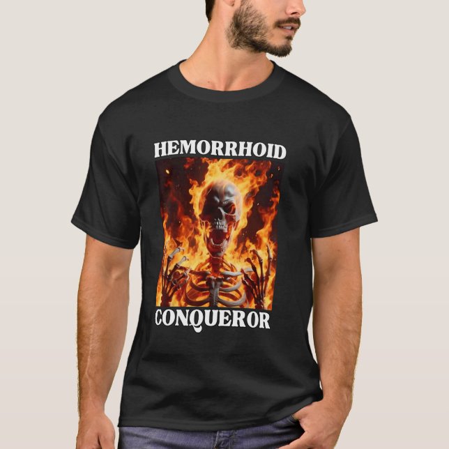 Camiseta Hemorroides Funny Cringe El Skeleton Duro Flames M (Anverso)