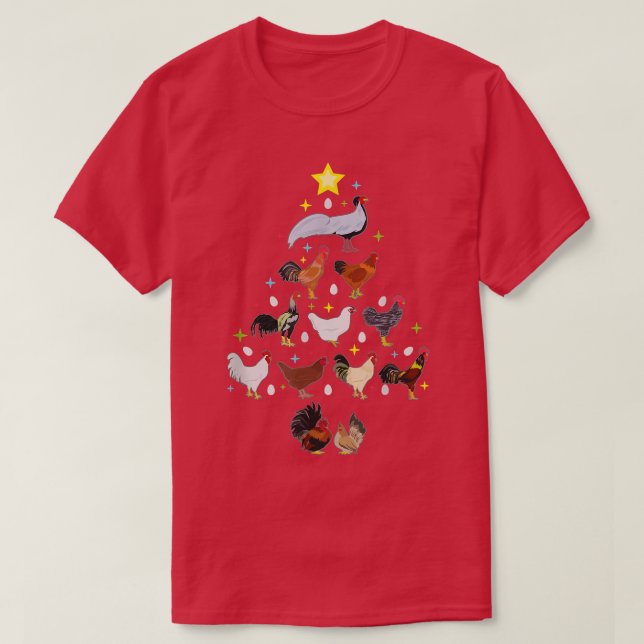 Camiseta Hen Chick Farmer Merry Clucking Navidades Chicken (Diseño del anverso)