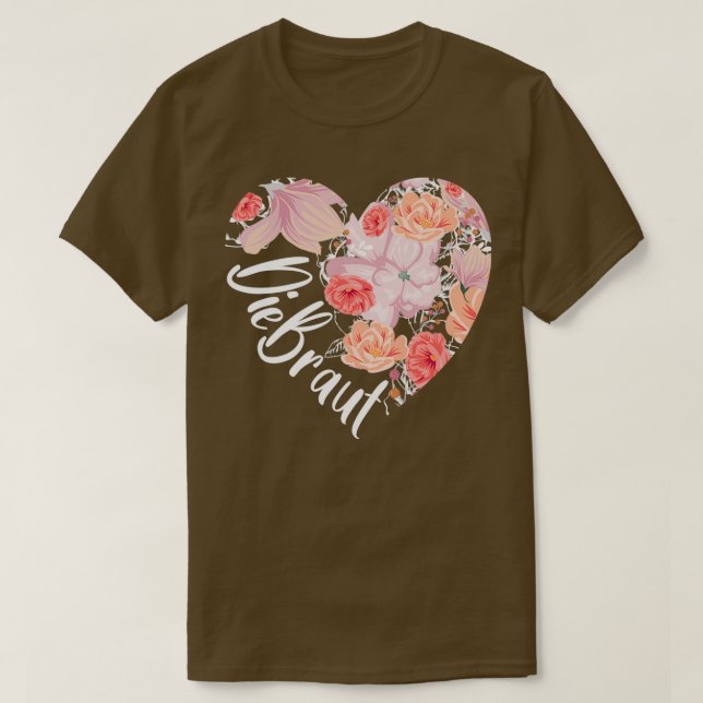 Camiseta Hen Fiesta Flores de Corazón Damas Fiesta Novia (Diseño del anverso)