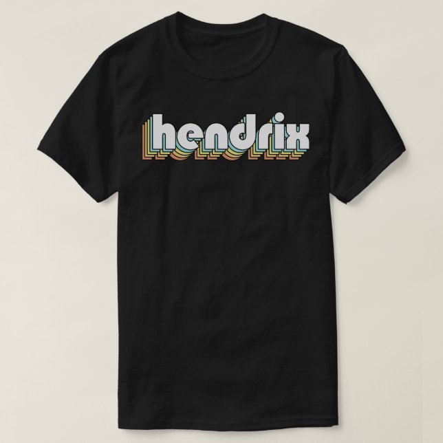 Camiseta Hendrix Retro Estilo de tipografía arcoiris oscuro (Diseño del anverso)
