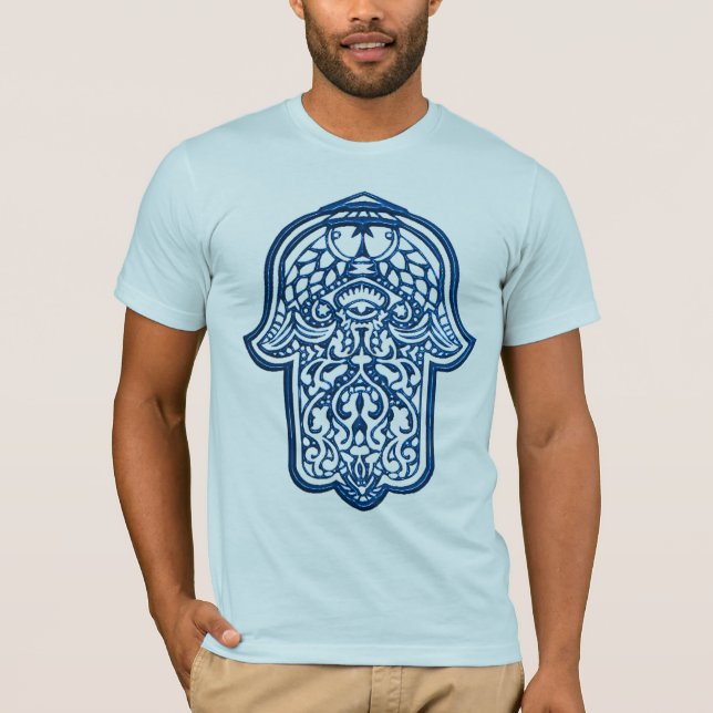 Camiseta Henna Hand de Hamsa (Azul) (Anverso)