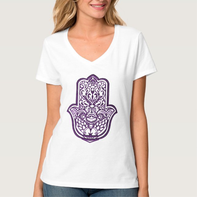 Camiseta Henna Hand de Hamsa (Púrpura) (Anverso)