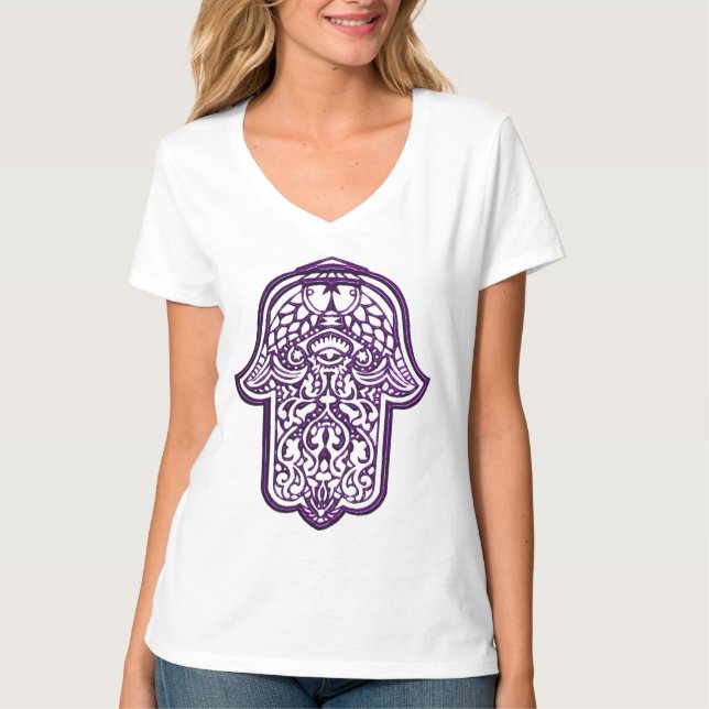 Camiseta Henna Hand de Hamsa (Púrpura) (Anverso)