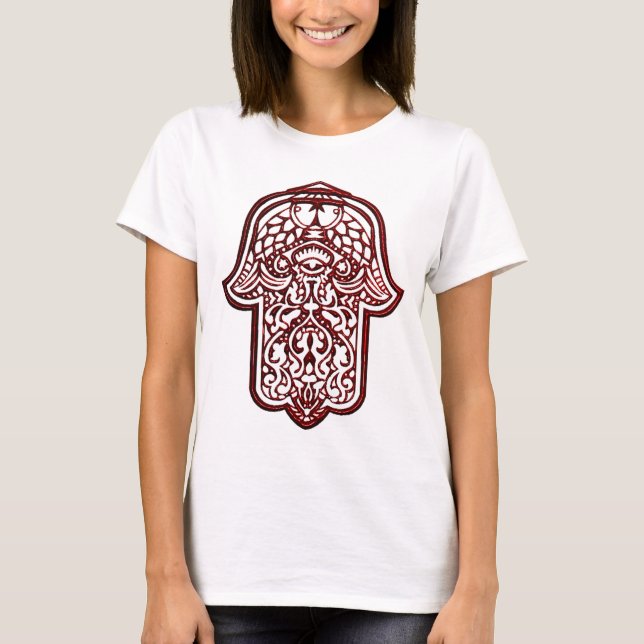 Camiseta Henna Hand de Hamsa (Rojo) (Anverso)