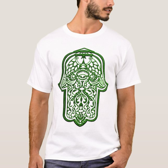 Camiseta Henna Hand de Hamsa (Verde) (Anverso)