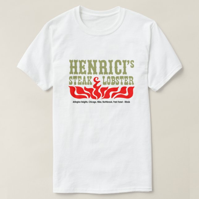 Camiseta Henrici's Restaurant, Steak & Lobster, Chicago, IL (Diseño del anverso)