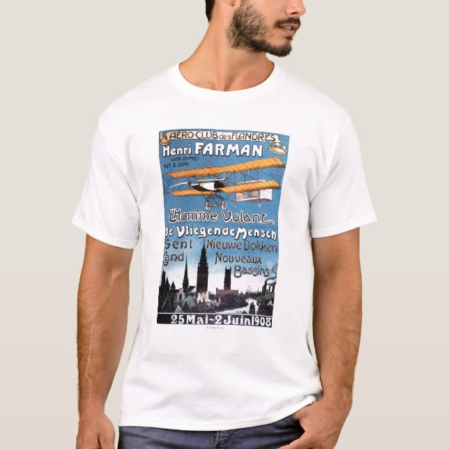 Camiseta Henry Farman vuela el poster del promo del hombre (Anverso)
