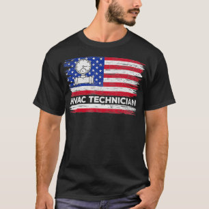 Camiseta Hens Vintage American Flag Hvac Technician Distres