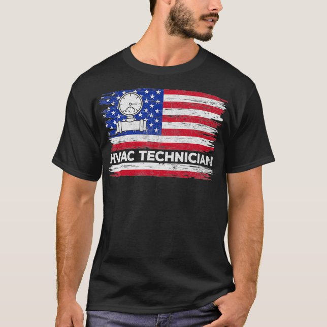 Camiseta Hens Vintage American Flag Hvac Technician Distres (Anverso)