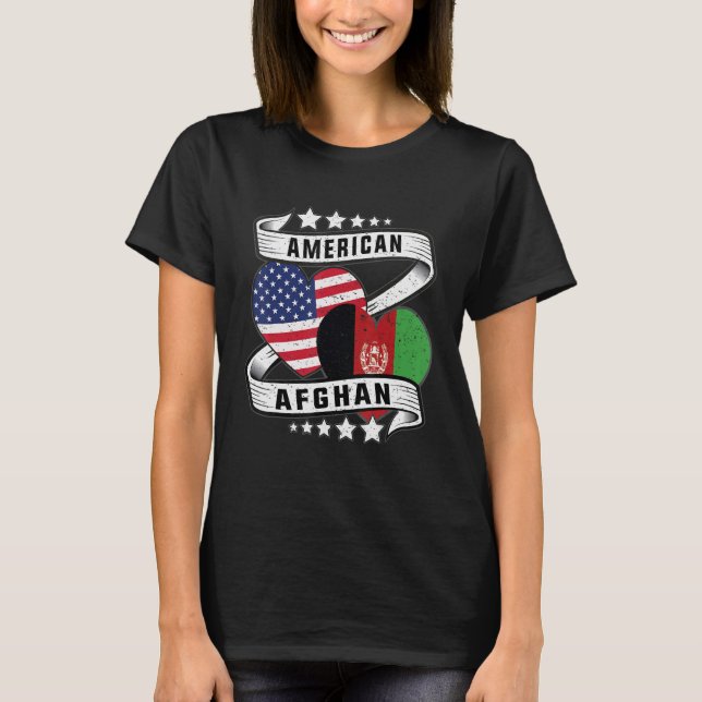 Camiseta Hepa de la bandera afgana media americana mitad af (Anverso)