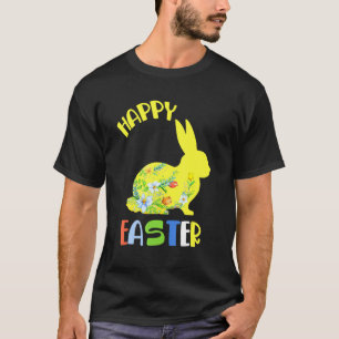 Camiseta Hepy Easter Floral Bunny Women Chicas Spring Flowe