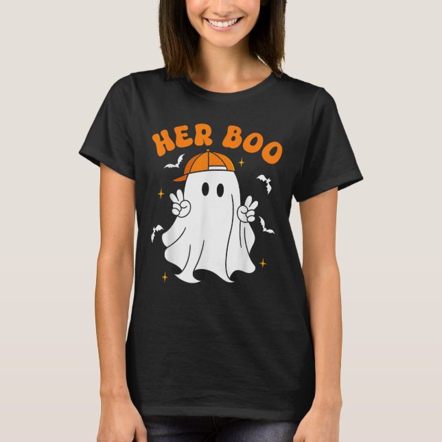 Camiseta Her Boo &amp; His Boo Funny Matching Halloween Cou (Anverso)