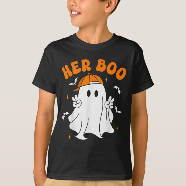 Camiseta Her Boo &amp; His Boo Funny Matching Halloween Cou (Anverso)