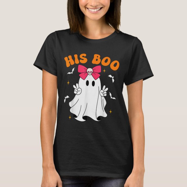 Camiseta Her Boo &amp; His Boo Funny Matching Halloween Cou (Anverso)
