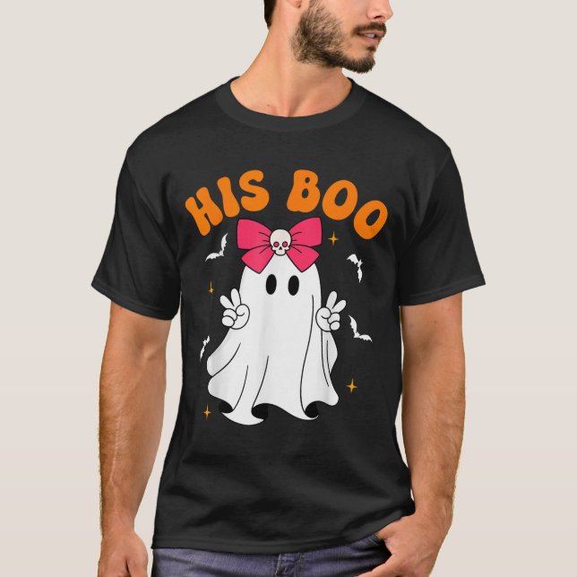 Camiseta Her Boo &amp; His Boo Funny Matching Halloween Cou (Anverso)