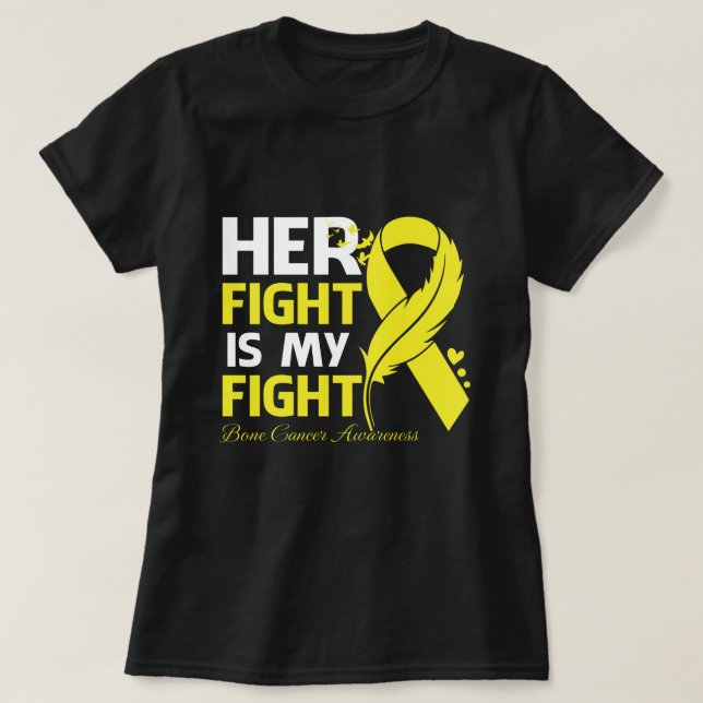 Camiseta Her Fight Is My Fight BONE CANCER AWARENESS Feathe (Diseño del anverso)