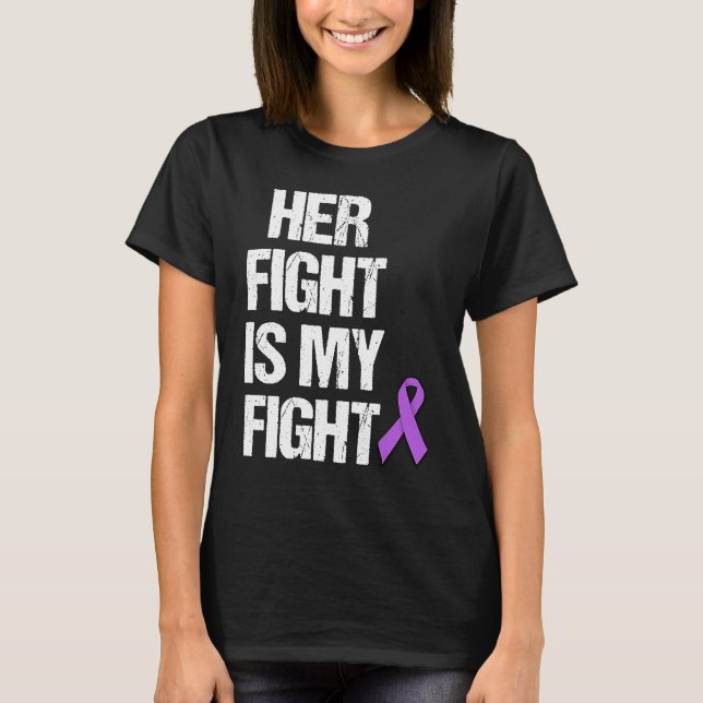 Camiseta Her Fight Is My Fight Purple Ribbon Epilepsy Aware (Anverso)