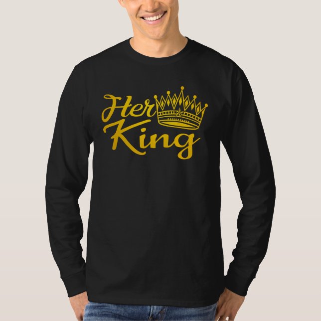 Camiseta Her King His Queen Crown Valentine Couple Matching (Anverso)