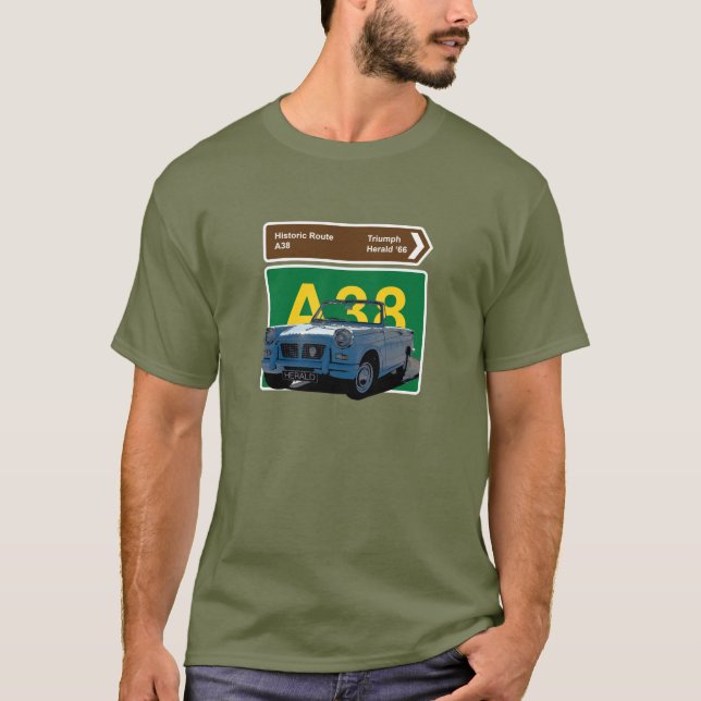Camiseta Herald Triunfo.1966.Británico. Ruta histórica A38. (Anverso)