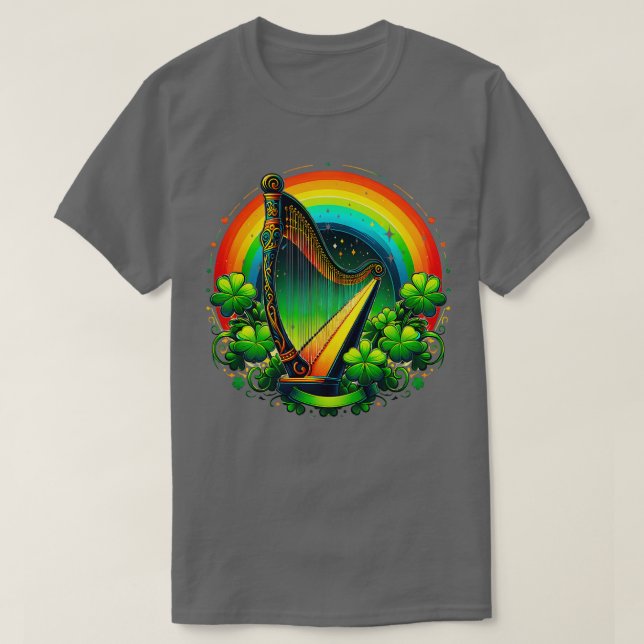 Camiseta Heraldry Irlandés Harp en celebración de St Patric (Diseño del anverso)