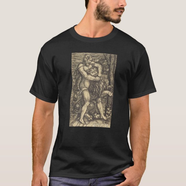 Camiseta Hércules tratando de darle a un gato una píldora l (Anverso)