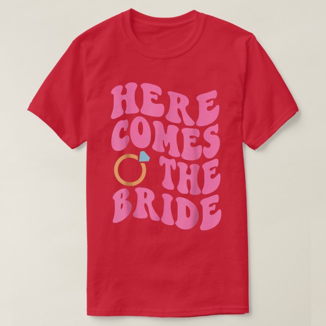 Camiseta Here Comes The Bride Wedding Ring Bearer Flower Gi (Diseño del anverso)