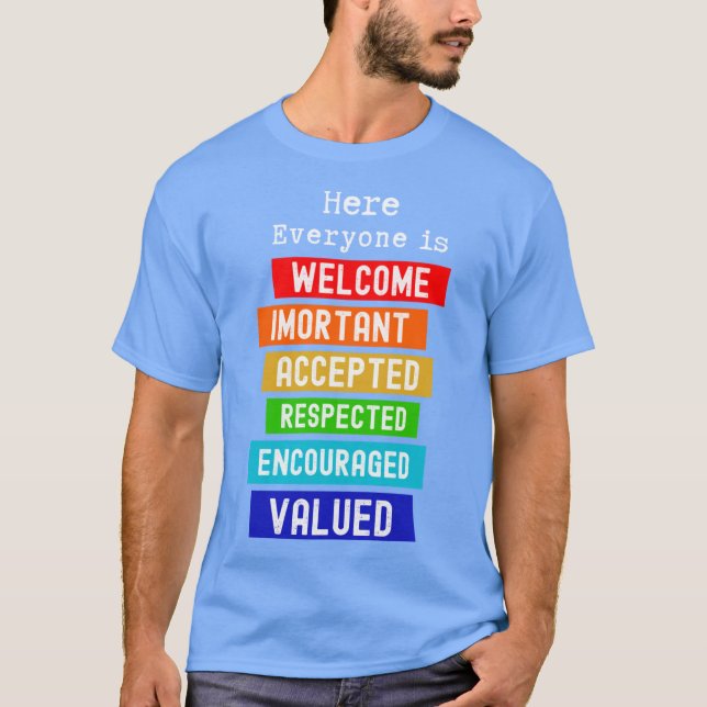 Camiseta Here Everyone Is Welcome Important Idaho Teacher F (Anverso)